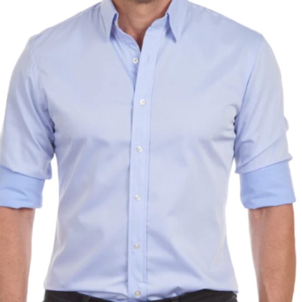 Teddy Stratford size 4/ large. Light blue the Zip fit shirt.